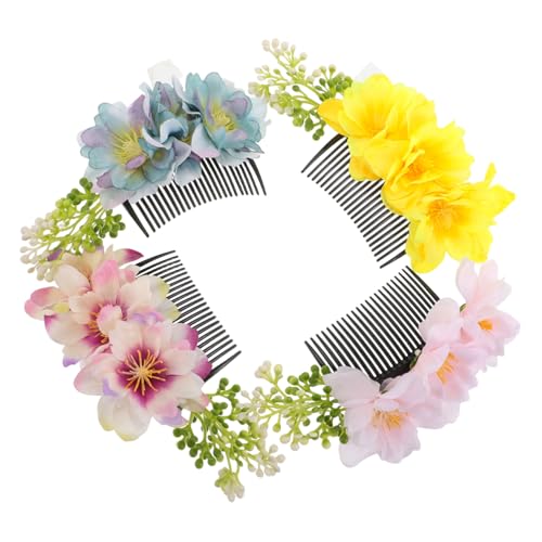 VALICLUD 4stücke Blumenseiten Haarkämme Mit Blumen Für Damen Frühling Sommer Hochsteckfrisuren Zöpfe Haaraccessoires Floraler Haar-schmuck Für Hochzeit Party Alltag von VALICLUD