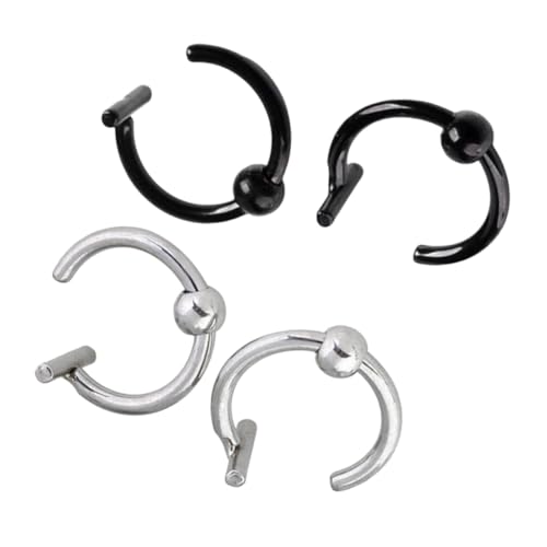 VALICLUD 4 Stück Teiliges C Förmige Nasenringe aus Schwarz und Nahtloses Design Hautfreundlich Leichter Fake Piercing Schmuck für Damen und Herren Komfortabel und Elegant von VALICLUD