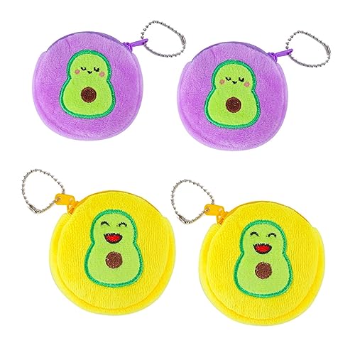 VALICLUD 4 Stück Teiliges Cartoon Münzbeutel aus Flauschigem Niedliche Avocado Ohrhörertasche für Mädchen und Frauen Vielseitig Verwendbar als Geldbörse Schlüssel und Kopfhöreraufbewahrung von VALICLUD
