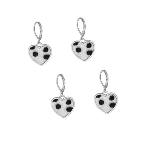 VALICLUD 4 Stück Teiliges Damen Herz Ohrhänger aus Langlebigem Legierungsmaterial Modische Hautfreundliche Ohrringe mit Kreativem Kuhfleckenmuster für Mädchen und Frauen Vielseitiges von VALICLUD