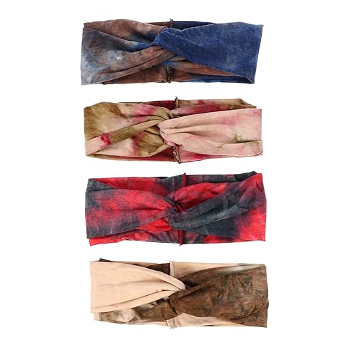 VALICLUD 4 Stück Teiliges Elastisches Sport Haarband für Damen Yoga Stirnband mit Dekorativem Knoten Schweißabsorbierend Waschbar und Weinrot für Sport und Freizeit von VALICLUD