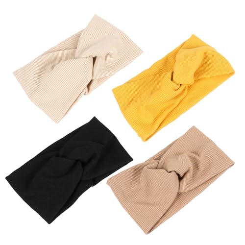 VALICLUD 4 Stück Teiliges Elastisches Sport Stirnband mit Crossover Design Breites Schnell Trocknendes Yoga Haarband für Damen Rutschfestes Fitness Headwrap für Laufen und Workout von VALICLUD