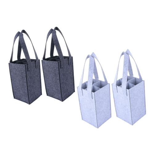 VALICLUD 4 Stück Teiliges Filz weinflaschenträgerset mit Fächern Wiederverwendbar Leicht Tragbar Stilvoll Praktische Weintaschen für Picknick Reisen Strand und Party von VALICLUD