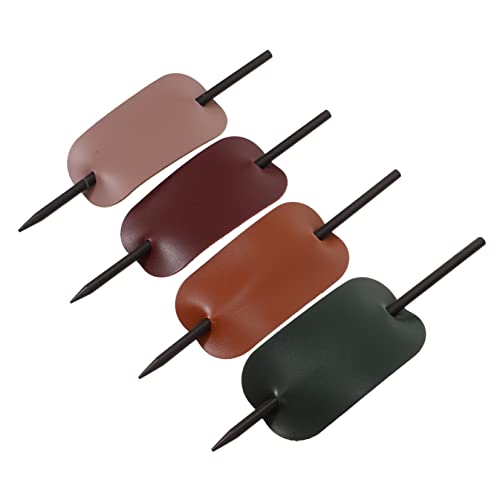 VALICLUD 4 Stück Teiliges Haarschmuck Leder Holz Haarnadeln für Dutt und Pferdeschwanz Damen Haarklammern Elegant Langlebig Geschenkidee für Alltag Hochzeit Party von VALICLUD