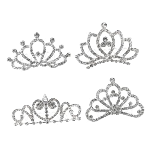 VALICLUD 4 Stück Teiliges Haarschmuck mit Strass Kristall Tiara Kronen Prinzessin Diadem für Geburtstagsfeiern Partys Kostüm und Festliche Anlässe Mädchenhafte Haarschmuck Geschenkidee von VALICLUD