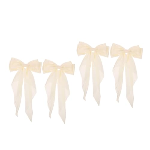 VALICLUD 4 Stück Teiliges Haarspangen mit Satin Schleifen und Langen Bändern Süße Haarklammern für Damen mit Federndem Clip Accessoires für Festivals Partys und Alltag von VALICLUD