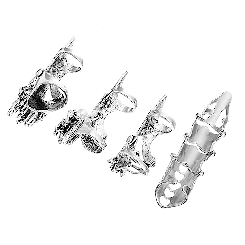 VALICLUD 4 Stück Teiliges Halloween Skelett Fingerring Verstellbare Knöchelhohe Gelenkringe aus Hochwertiger Rostfrei Langlebig Modisches Party Accessoire für Männer und Cosplay von VALICLUD