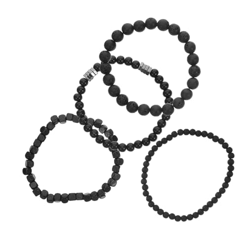VALICLUD 4 Stück Teiliges Herren Armband Elastisch Ergonomisch Schwarzmatter Kupfer Armreif mit Zirkonia Akzenten Modisch Hip Hop Stil Vielseitiges Schmuck Accessoire für Alltag und Party von VALICLUD