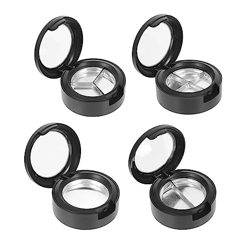 VALICLUD 4 Stück Teiliges Kosmetik Aufbewahrungsset Fach Transparentes Rundes Lidschatten Organizer Box Matte Schwarze Lippenstift Dose mit Aluminiumfach Multifunktional für Lidschatten von VALICLUD