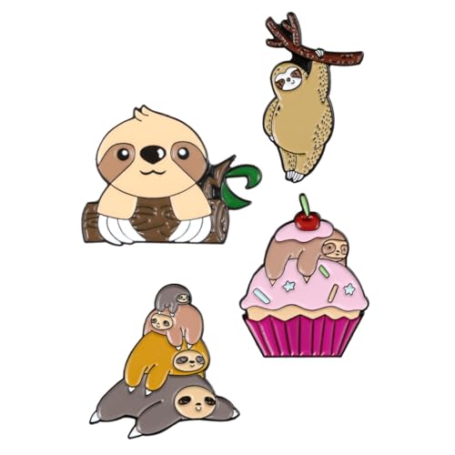 VALICLUD 4 Stück Teiliges Kreative Broschen mit Niedlichem Faultier Motiv Stilvolle Legierungs Anstecknadeln mit Tropfen Emaille Modische Accessoires für Kleidung Taschen Hüte und Schals von VALICLUD