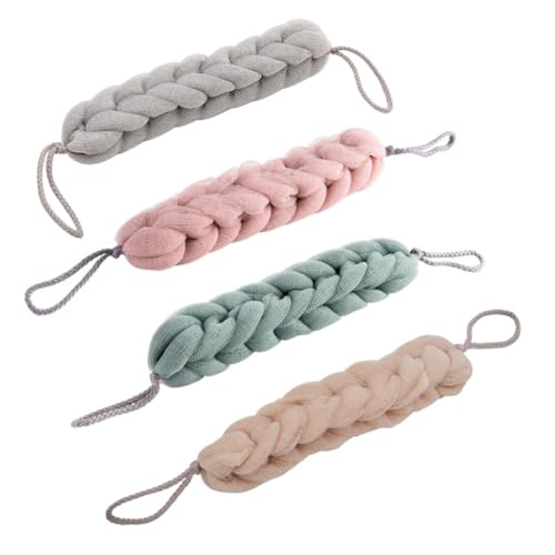 VALICLUD 4 Stück Teiliges Langes Peeling badetuch aus Hautfreundlichem Pe material Dreidimensional Gewebt Exfolierend und Rückenschonend mit Praktischem Schlaufen design Zufällige Farbe von VALICLUD