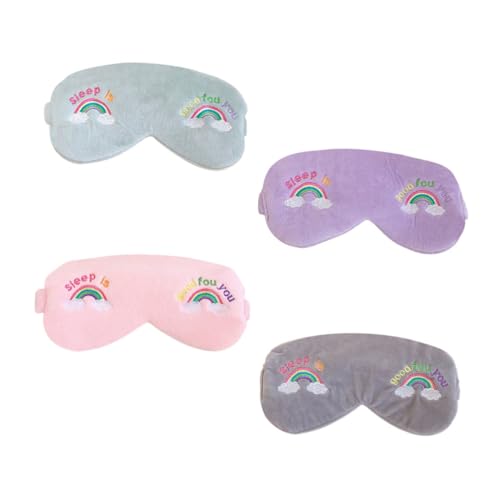VALICLUD 4 Stück Teiliges Mädchen Schlafmaske aus Weichem Bunte Regenbogen Augenbinde Vielseitig als Stirnband und Augenabdeckung Atmungsaktiv und Bequem für Zuhause und Zufällige Farbe von VALICLUD