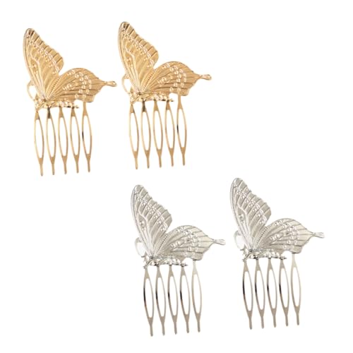 VALICLUD 4 Stück Teiliges Metall Haarkämme mit Filigranen Schmetterlingen Haarschmuck Clips für Mädchen Vielseitig Einsetzbar bei Party Hochzeit und Alltag Gold und Silberfarbene von VALICLUD