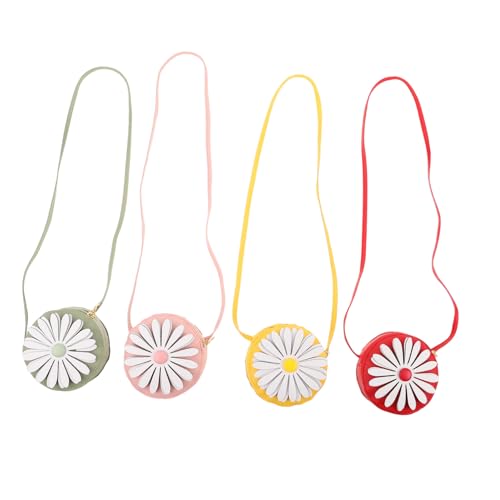 VALICLUD 4 Stück Teiliges Mini Umhängetasche mit Blumenmuster Leichte Pu-Schultertasche für Mädchen Kompakte Handtasche für Schlüssel Lippenbalsam Robust und Vielseitig für Alltag Reisen von VALICLUD