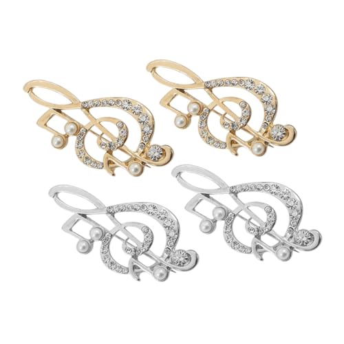 VALICLUD 4 Stück Teiliges Musiknoten Broschen mit Strasssteinen Stilvolle Anstecknadeln für Anzüge Schals Pullover Vielseitiger Modeschmuck für Musikliebhaber für Hochzeiten und Festliche von VALICLUD