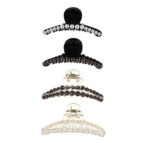 VALICLUD 4 Stück Teiliges Perlen Haarklammern für Damen Chunky Haarspangen mit Rutschfestem Design Champagner für Dickes und Dünnes Haar UV Beständig und Langlebig von VALICLUD