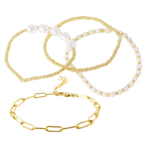 VALICLUD 4 Stück Teiliges Perlen armband set für Damen Verstellbare Modische Glänzende Perlenarmbänder aus Langlebiger Eleganter Schmuck für Alltag und Besondere Anlässe VALICLUD 4 Stück Teiliges Perlen armband set für Damen Verstellbare Modische Glänzende Perlenarmbänder aus Langlebiger Eleganter Schmuck für Alltag und Besondere Anlässe von VALICLUD