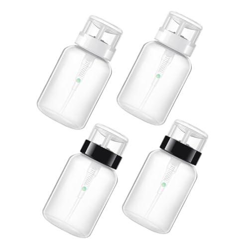 VALICLUD 4 Stück Teiliges Pumpflaschen aus Transparentem Kunststoff Auslaufsichere Nachfüllflaschen für Nagellackentferner und Make Up Entferner Wiederverschließbare Flüssigkeitsbehälter von VALICLUD