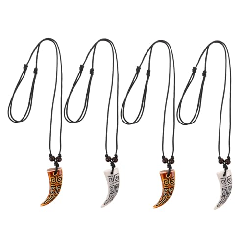 VALICLUD 4 Stück Teiliges Resin Fake Tooth Pendant Halskette für Damen und Herren Verstellbares Band Leichtes Retro Surfer Schmuckstück für Alltag Partys und Festivals von VALICLUD
