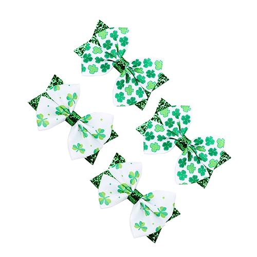 VALICLUD 4 Stück Teiliges Set Grüne Haarklammern mit Doppellagigem Schleifen Design und Kleeblatt Leicht zu Tragen und Haarschonend als Patrick's Day Haar Accessoire für Mädchen und von VALICLUD