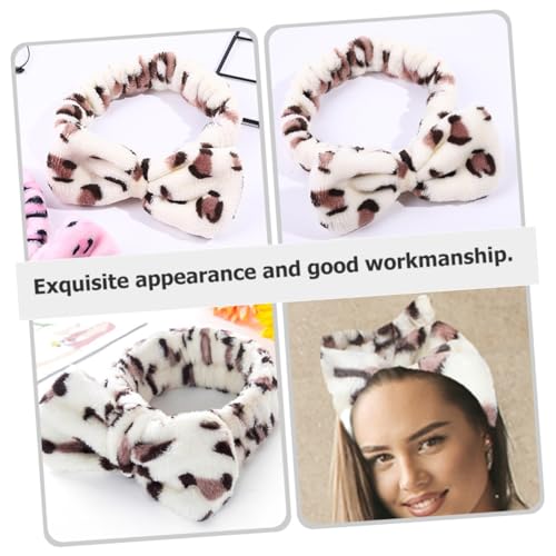 VALICLUD 4 Stück Teiliges Spa Stirnband aus Weichem Korallen fleece mit Schleife Elastisch und Bequem für Gesichtsreinigung Make up Hautpflege Geeignet für Frauen und Mädchen von VALICLUD