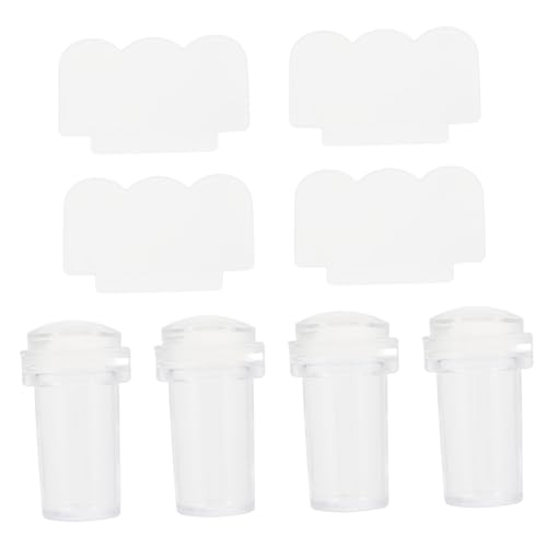 VALICLUD 4 Stück Teiliges Transparentes Silikon Nail Stamping Tool mit Schabern Maniküre Stempel für DIY Nageldesign Wiederverwendbar Geeignet für French Nails und Nagelstempel Schablonen von VALICLUD