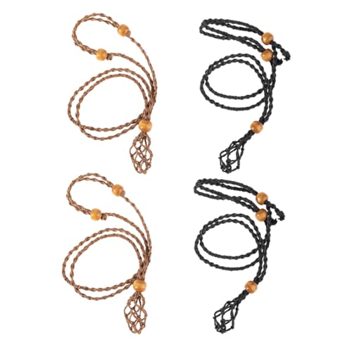 VALICLUD 4 Stück Teiliges Verstellbare Gewachste Wachsschnur Halskettenbänder mit Netzanhänger für und Rohsteinhalter Langlebig Hautfreundlich für Schmuckherstellung und DIY Geschenke von VALICLUD