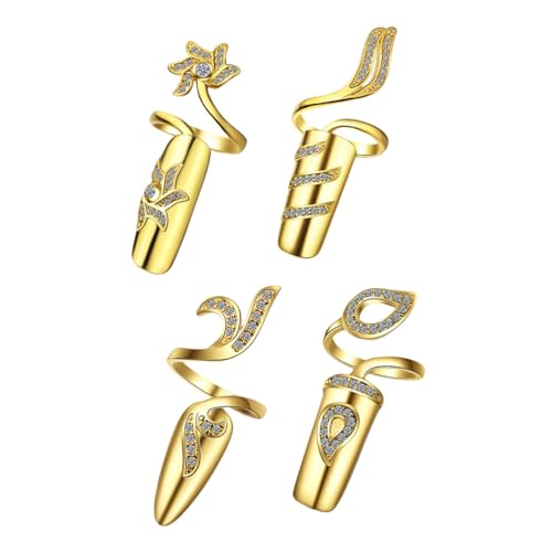 VALICLUD 4 Stück Teiliges Verstellbares Nail Ring aus Legierung mit Modischem Design und Glatter Oberfläche Leicht und Robust als Nagelschmuck für Frauen und Nailart Zubehör von VALICLUD
