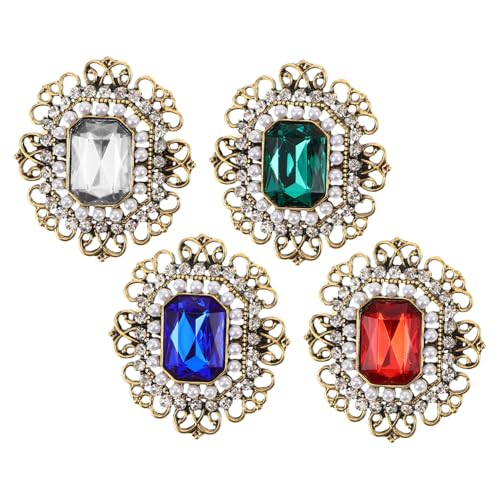 VALICLUD 4 Stück Teiliges Vintage Broschen Retro Schulterbrosche für Damen und Herren Eleganter Legierungs-broschen mit Strass und Perle Vielseitig als Hochzeitsanstecker Corsage für von VALICLUD