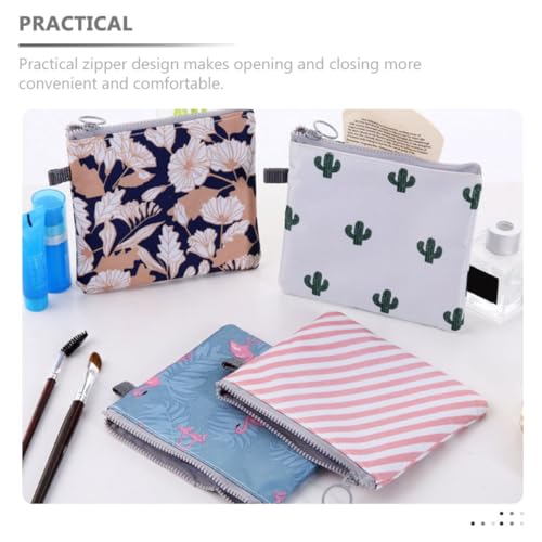 VALICLUD 4 Stück Teiliges Wasserdichte Sanitary Pouch mit Reißverschluss Hygienische Periodentaschen für Damen Kompakte Aufbewahrungstaschen für Damenbinden und Kleine Gegenstände Süße von VALICLUD