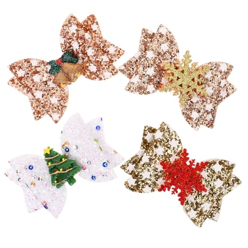 VALICLUD 4 Stück Teiliges Weihnachts Glitzer Haarspangen mit Schleifen für Mädchen Haarschmuck Accessoire für Partys und Festliche Anlässe Langlebig und Kinderfreundlich von VALICLUD