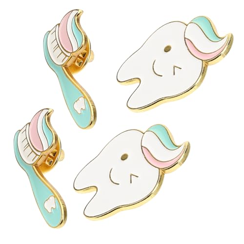 VALICLUD 4 Stück Teiliges Zahnbroschen Zahnbürsten pins Kreative Emaillierte Anstecknadeln Modische Rucksack Kleidungsaccessoires Niedliche Broschen für Party und Alltag von VALICLUD