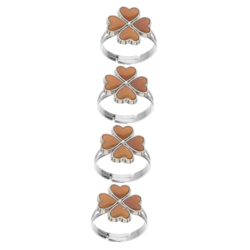 VALICLUD 4 Stück Thermochromer Ring Schmuck Zappeln Ring Reize Perlen Ringe Stimmungsfarbwechselringe Stimmungsringe Für Kleinkinder Vierblättrige Kleeblattringe Dekorative Ringe Epoxid von VALICLUD
