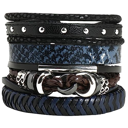 VALICLUD 4 Stück Verstellbare Geflochtene Lederarmbänder für Männer und Frauen Teiliges Set mit Stilvollen Designs Geeignet für Jeden Elegantem Schwarz Verpackt von VALICLUD