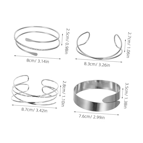 VALICLUD 4 Stück Verstellbare Offene Armreifen mit Geometrischem Design Glatte Armspangen Legiertem Minimalistische Oberarm Bänder für Damen Tragbar und Vielseitig Kombinierbar von VALICLUD