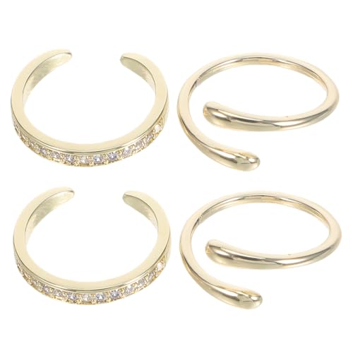 VALICLUD 4 Stück Verstellbare Zehenringe für Damen Offenes Design Glatte Oberfläche Langlebiger Leichter Fußschmuck mit Funkelnden Strasssteinen für Sommer Strandurlaub und Freizeit von VALICLUD