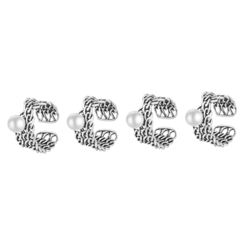 VALICLUD 4 Stück Verstellbarer Vintage Perlenring für Damen Stilvoller Finger Schmuck für Partys Robustem mit Elegantem Design für Teenager Frauen von VALICLUD