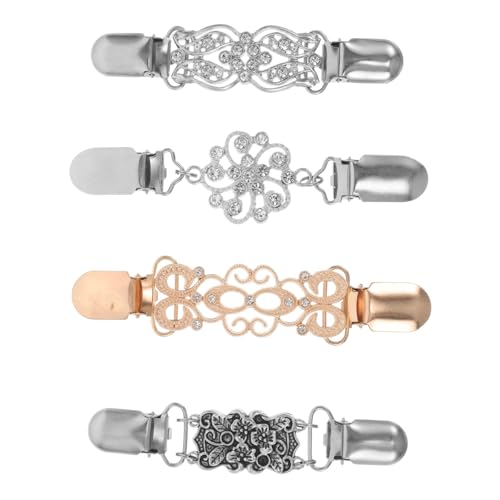 VALICLUD 4 Stück Vintage Cardigan Clips aus Langlebiger Legierung mit Funkelnden Strasssteinen Antiexposure-strickjackenclip für Damen Eleganter Schal Kleidverschluss Modische von VALICLUD