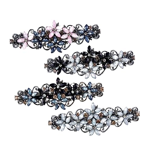 VALICLUD 4 Stück Vintage Rhinestone Haarklammern Set Funkelnde Haarklammern für Damen Pferdeschwanz Halter Haaraccessoires für Langes und Kurzes Haar von VALICLUD