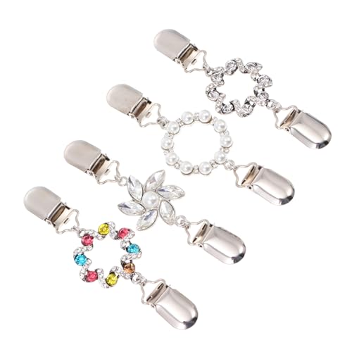 VALICLUD 4 Stück Vintage Strickjackenclips aus Legiertem mit Perlen und Strass Kreative Broschen schalhalter für Damen Vielseitige Kleidungsschmuck dekoration für Cardigans und Pullover von VALICLUD