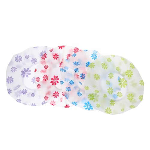 VALICLUD 4 Stück Wasserdichte Duschhauben Duschhaube Wiederverwendbar Wasserdicht Für Damen Gemustert Kurze Mütze Für Ihr Spa Haare Zopf Lange Damen Lady Caps Bedruckte von VALICLUD