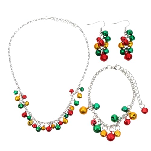 VALICLUD 4 Stück Weihnachts Schmuckset Teilig Bunte Glocken Halskette Armband Ohrringe Festlich Geschenkidee von VALICLUD