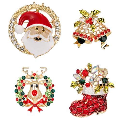 VALICLUD 4 Stück Weihnachtsbrosche Weihnachtselchbroschen Krippenbrosche Weihnachtsbrustnadel Anstecknadeln Für Kleidung Weihnachts-anstecknadeln Weihnachtsschmuck Brosche von VALICLUD