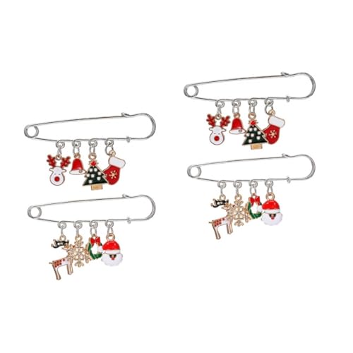 VALICLUD 4 Stück Weihnachtsbrosche Weihnachtsdekorationen weihnachtsmotiv Sicherheitsnadelbrosche Bekleidungszubehör Ornament broschen für kleidung Modebrosche Glockenbrosche Pullover Stift von VALICLUD