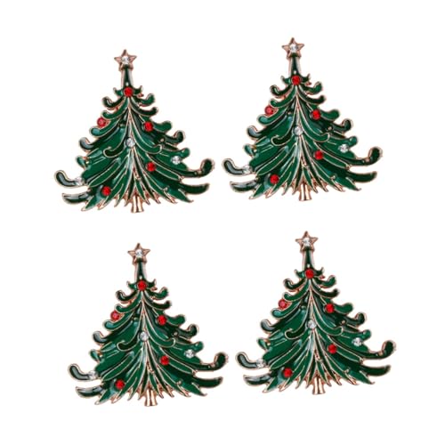 VALICLUD 4 Stück baumförmige Brosche weihnachtsgeschenke weihnachts präsente Grün Weihnachts-Anstecknadel Broschen für Damen weihnachtsbaum brosche Weihnachtsbrustnadel Baumform Stift von VALICLUD