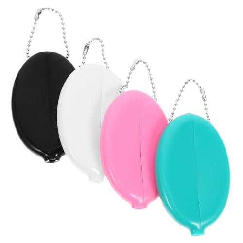 VALICLUD 4 Stück Ovale Münzbörse Tragbar PVC Mit Kette Bunte Quetsch Münzbeutel Für Reisen Geldorganisator Für Münzen Und Scheine von VALICLUD