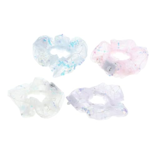 VALICLUD 4stücke Gummibänder Mit Led-licht Dehnbar Für Mädchen Leuchtende Elastische Haargummis Modisches Paillettendesign Für Partys Und Nächtliche Aktivitäten von VALICLUD