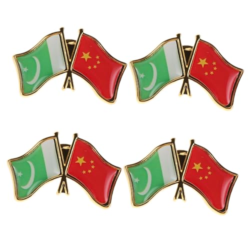 VALICLUD 4-teilige Anstecknadel Mit Flagge: Freundschaftsbrosche Mit Pakistan Und China, Metallabzeichen Mit Nationalflagge, Patriotisches Partygeschenk Für Kleidung, Jacken, Rucksäcke Und von VALICLUD