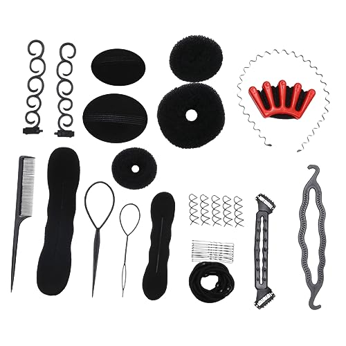 VALICLUD 42stücke Haar-accessoires Schwarz Diy-haarwerkzeuge Haarstyler-maker Werkzeug Zum Haarflechten Haarschmuck Für Frauen Und Mädchen Langlebiges Kunststoffmaterial von VALICLUD