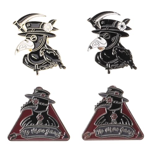 VALICLUD 4Pcs Halloween Brosche Pin Krähe Rabe Brosche Gothic Emaille Pin Kleidung Zubehör für Cosplay Party Männer Halloween Erwachsenen Schwarz von VALICLUD
